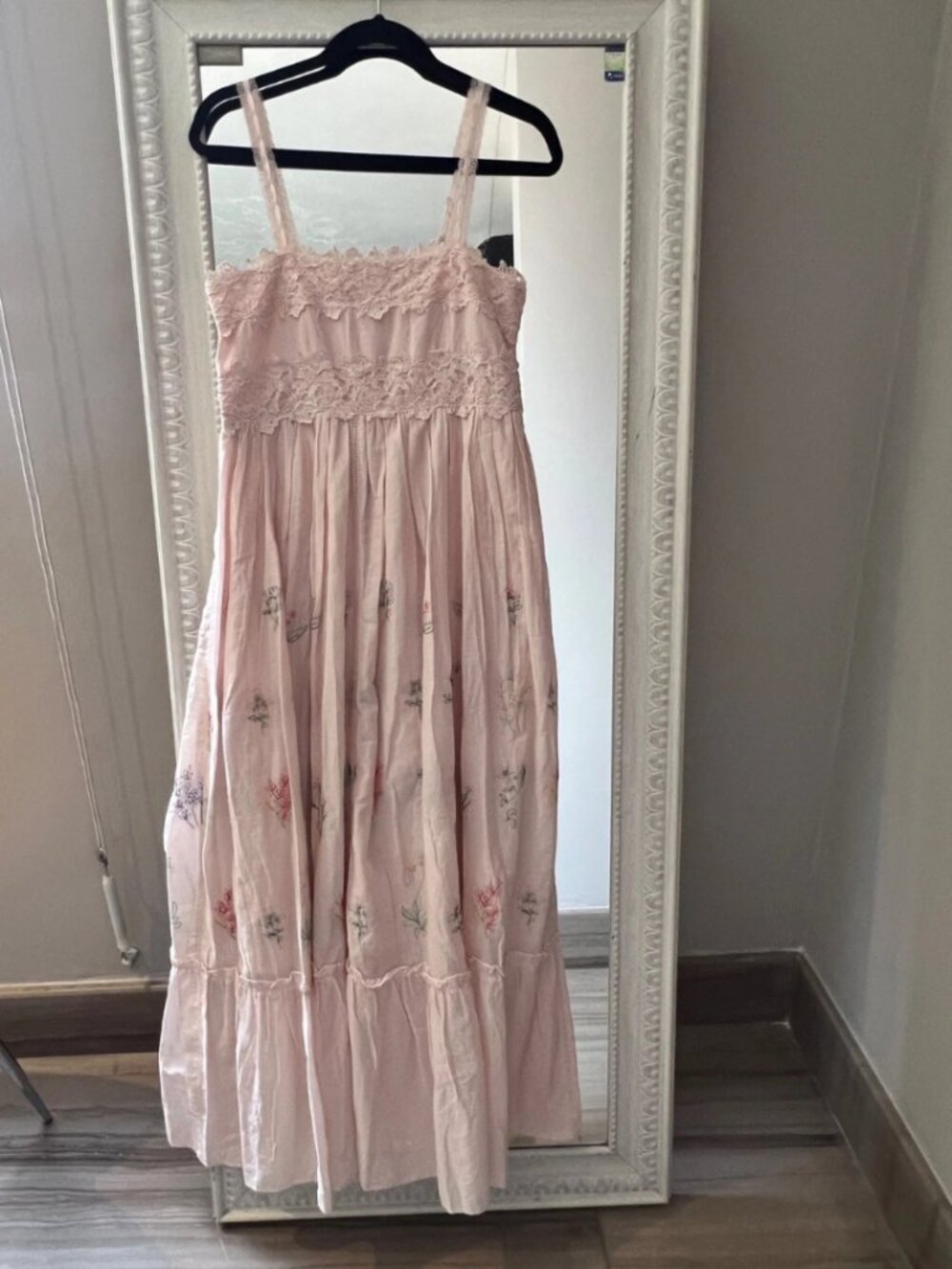 Caroline Constas Pink Floral Embroidered Cotton Guipure Lace Maxi Dress - Picture 9 of 11